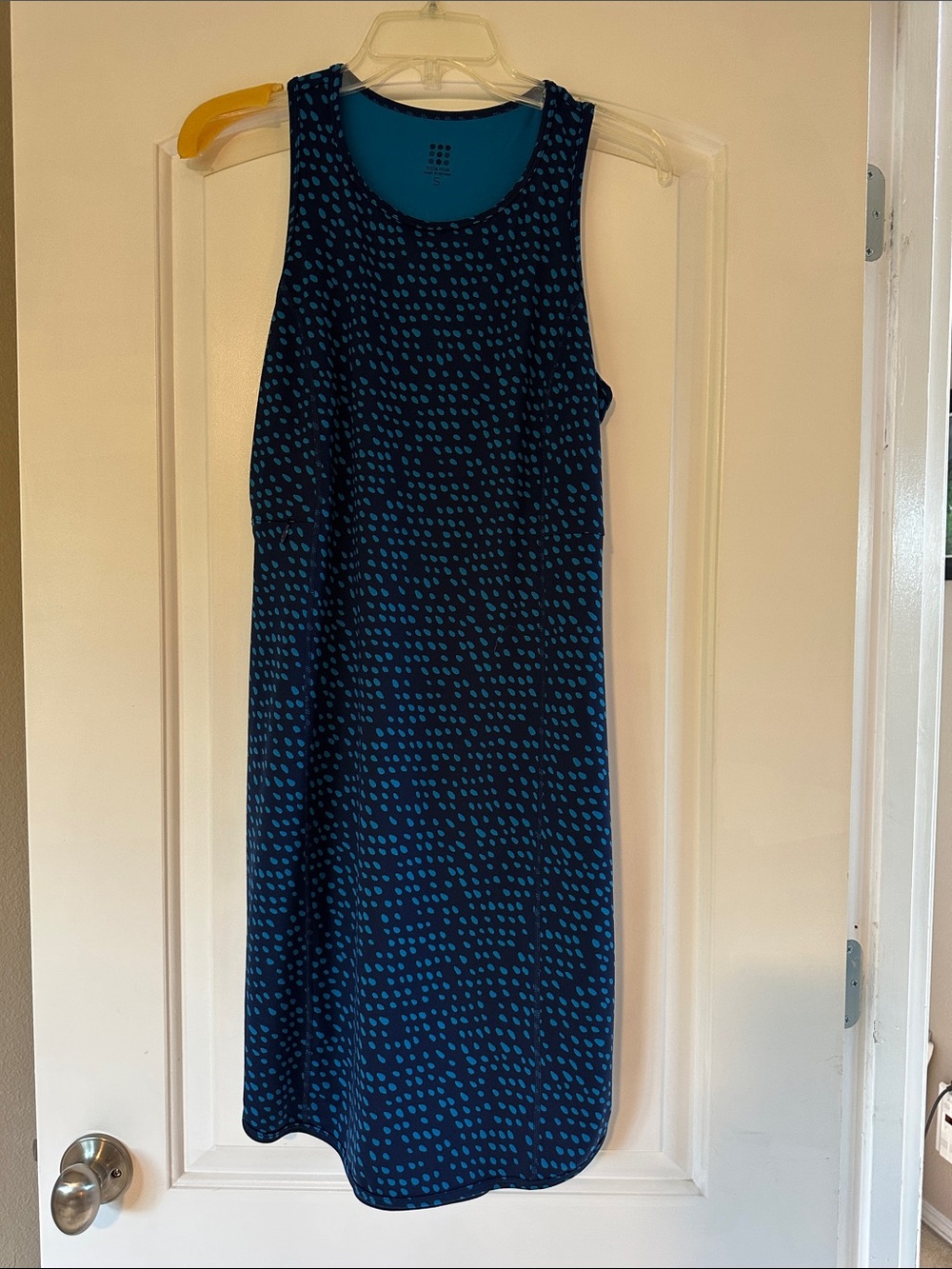 Title Nine Navy and Teal Sleeveless Printed Midi Dress